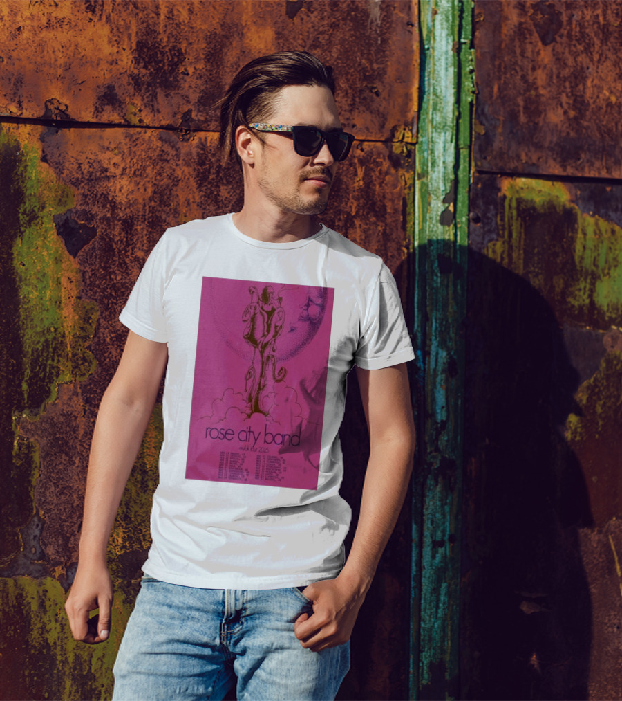 Rose City Band EU UK Tour 2025 Moon And Clouds Illustration With Concert Dates T-Shirt