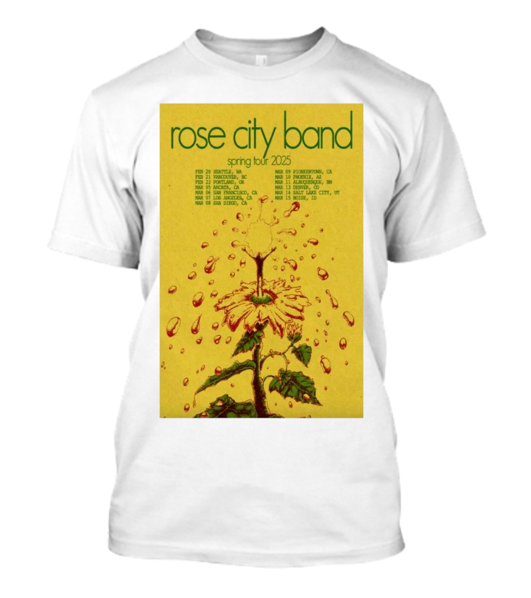 Rose City Band Spring Tour 2025 Seattle Portland Los Angeles San Diego Boise T-Shirt