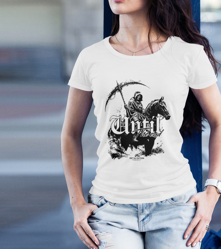 Retaliation Project Until The End Eternal Distressed Skull Design T-Shirt