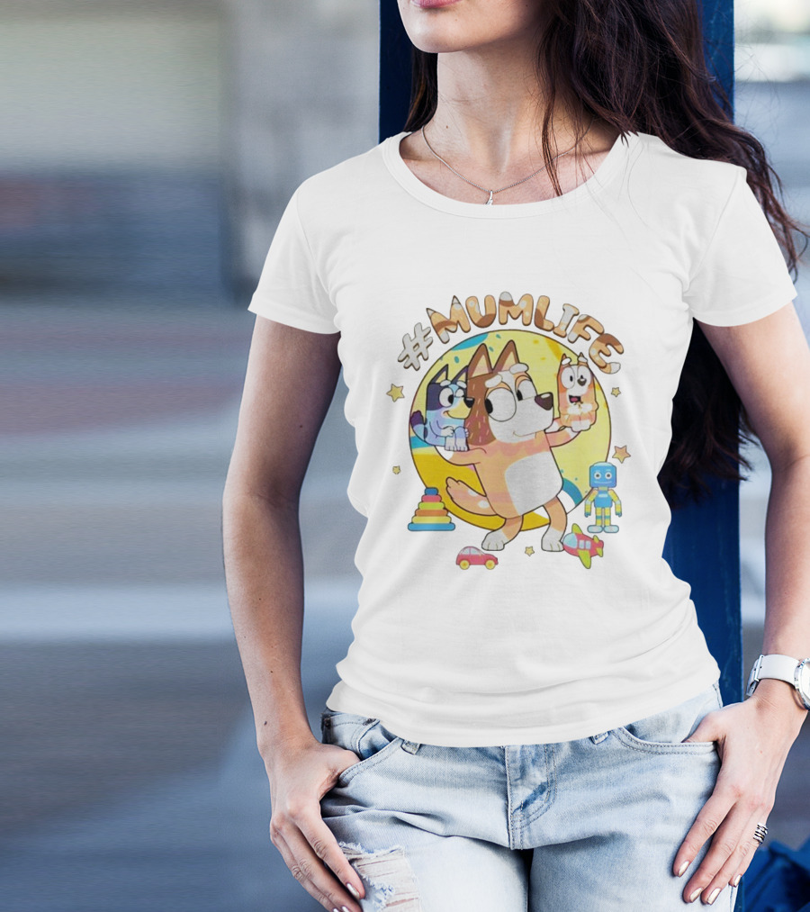 #MumLife Chilli Heeler Retro Bluey Mom Life T-Shirt