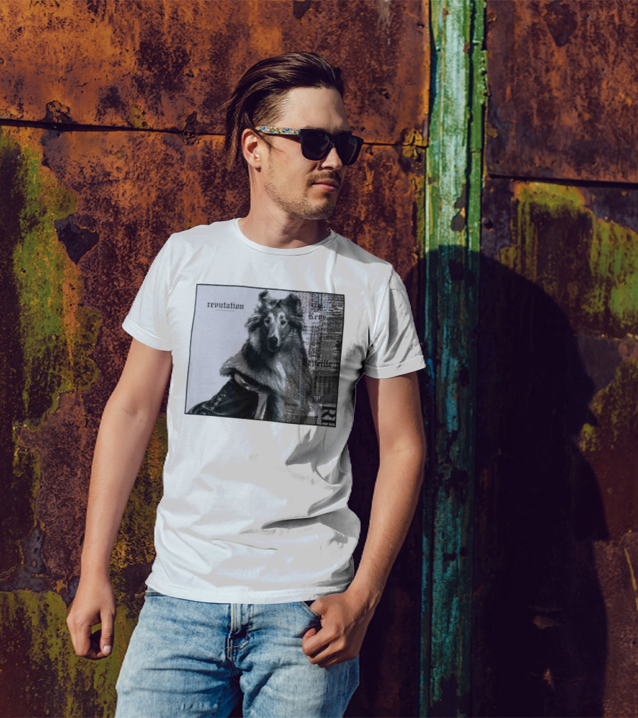Revutation Reveille Collie Newspaper Style T-Shirt