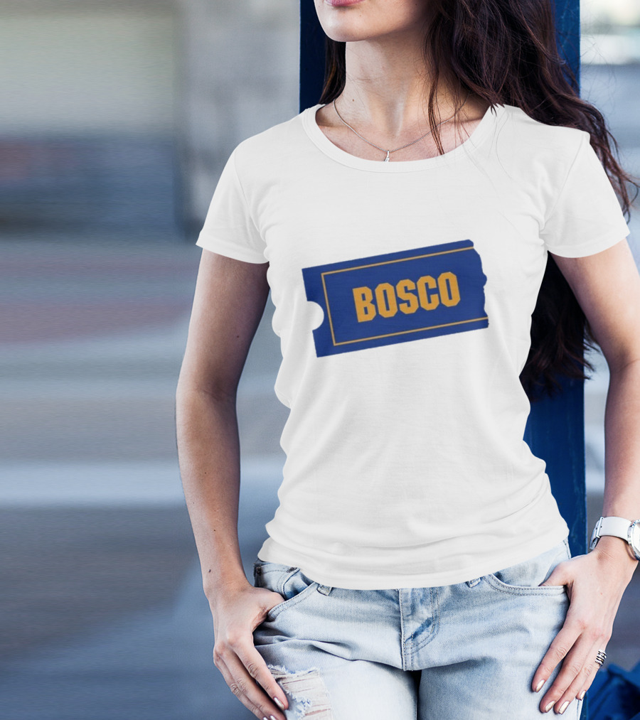 Ryder Roll Bosco Vintage Blue With Yellow Bold Ticket Style T-Shirt