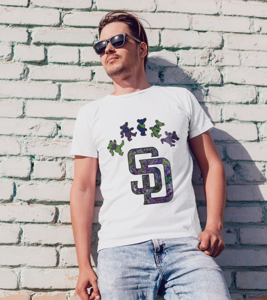 San Diego Padres Grateful Dead Night 2025 Dancing Bears Baseball Event T-Shirt
