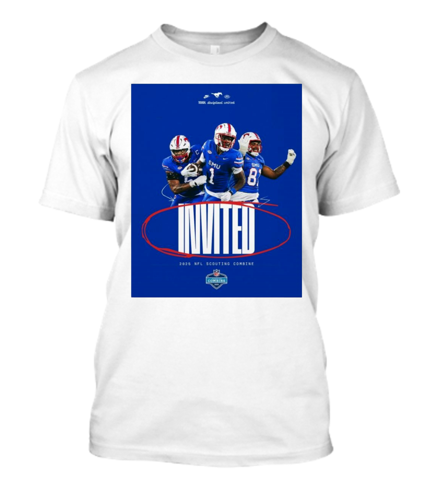 SMU Mustangs Invited Elijah Roberts Brashard Smith Jared Harrison-Hunte 2025 NFL Scouting Combine T-Shirt