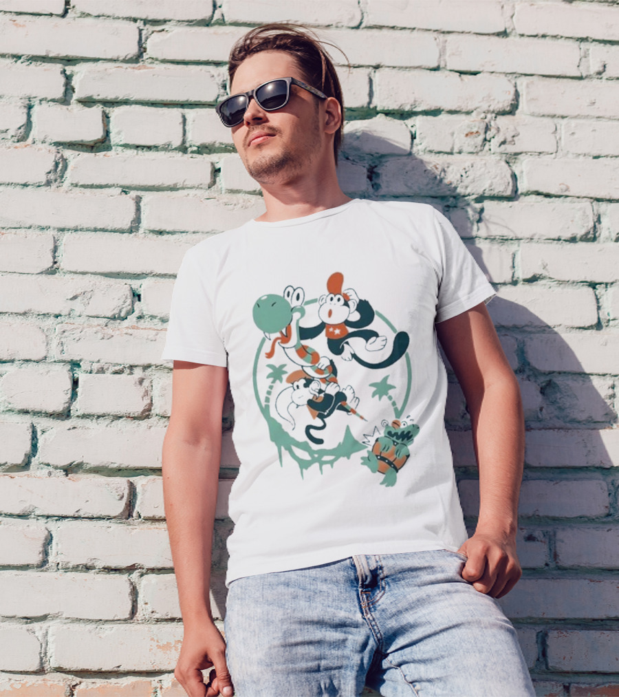 Tropical Adventure With Diddy And Dixie Riding Rattle Snake T-Shirt