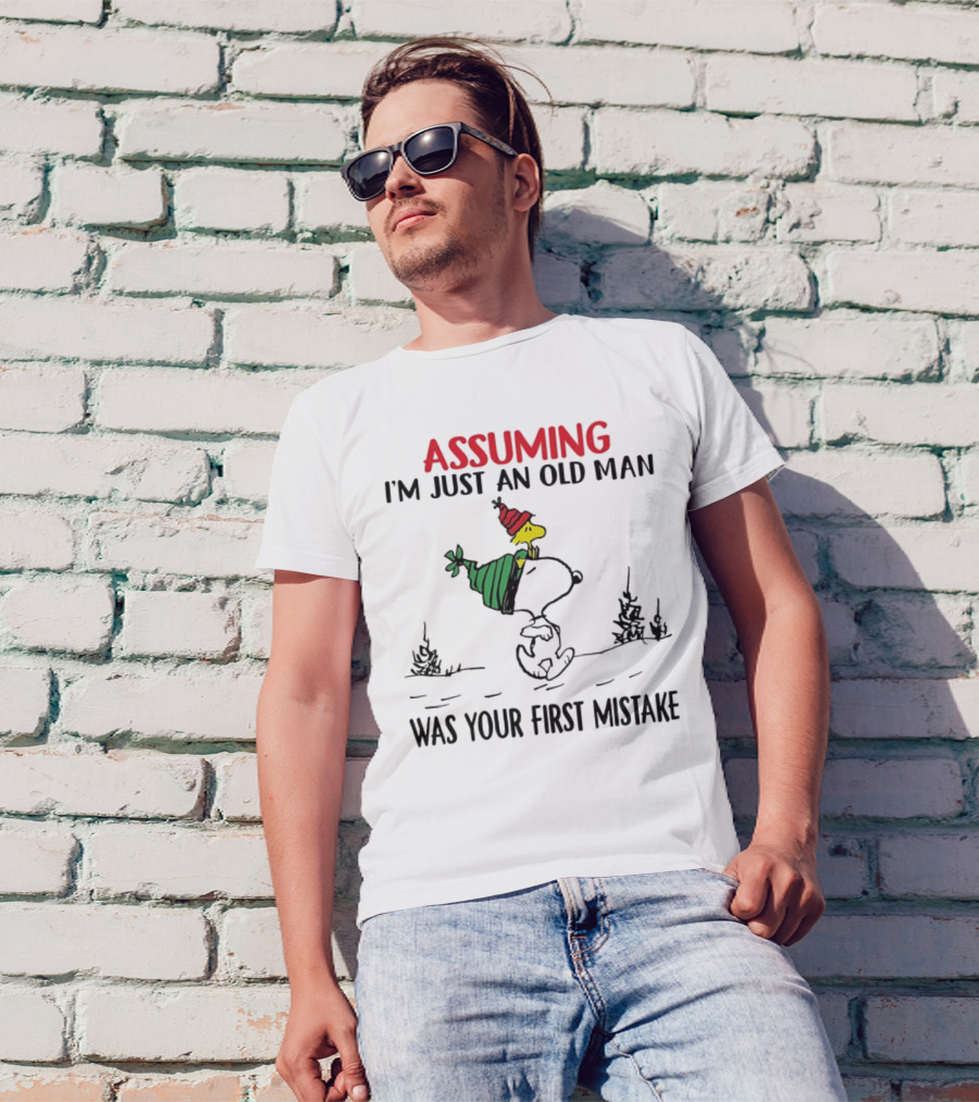Assuming I'm Just An Old Man Snoopy And Woodstock Christmas Theme T-Shirt
