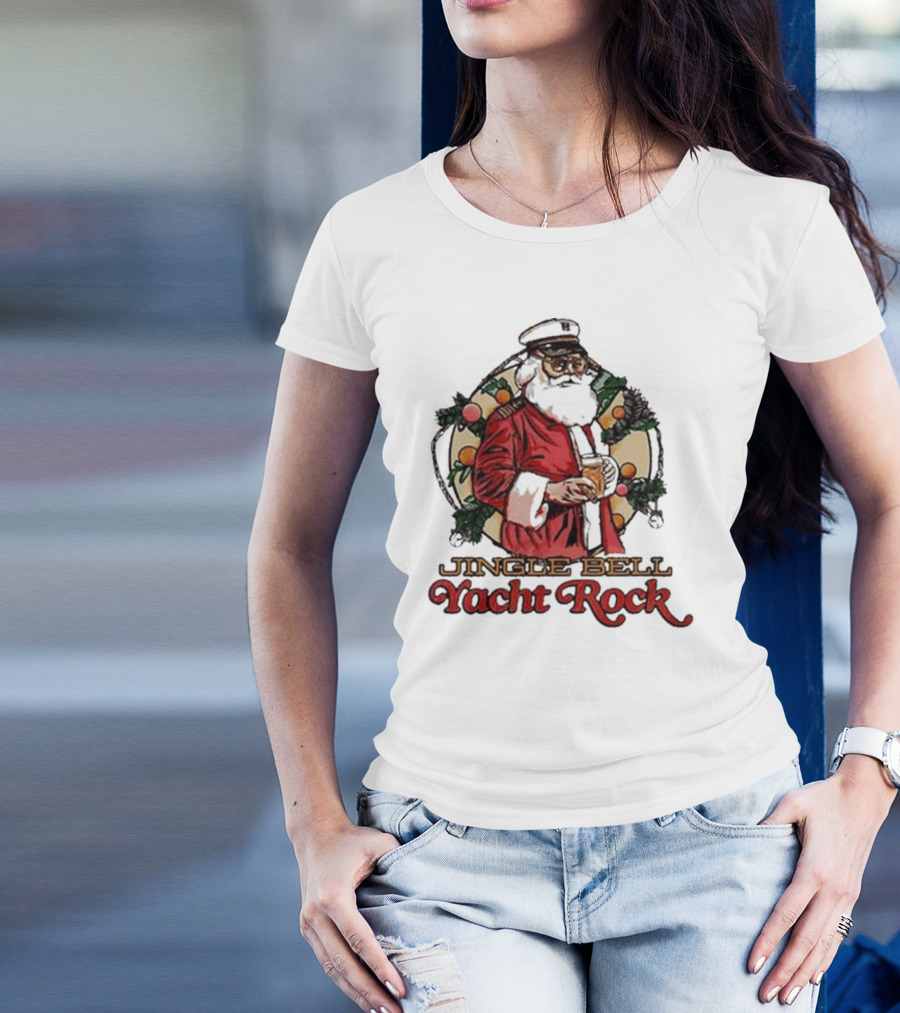 Jingle Bell Yacht Rock Christmas Captain Santa T-Shirt