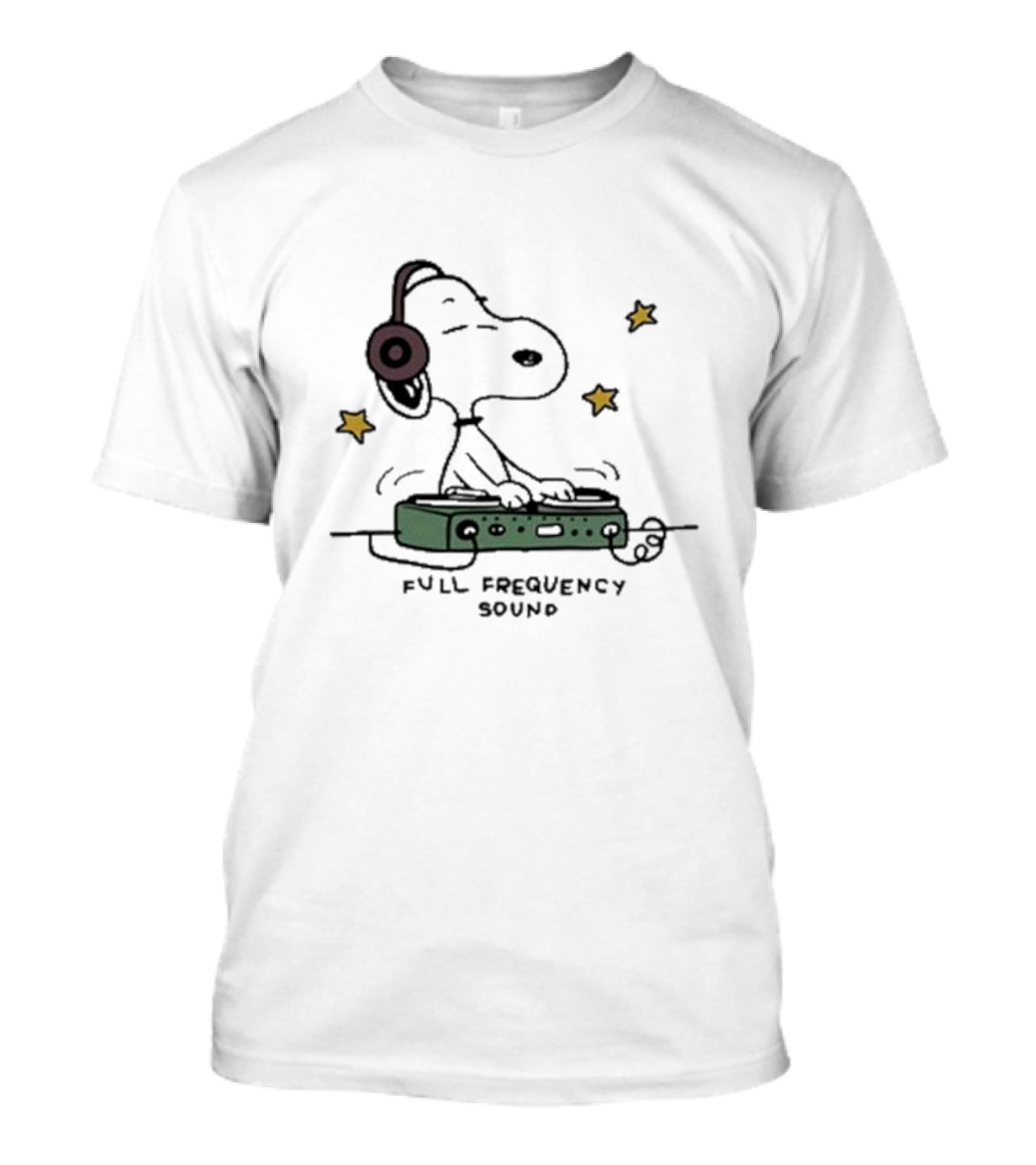 Snoopy Full Frequency Sound With Stars And Audio Equipment T-Shirt