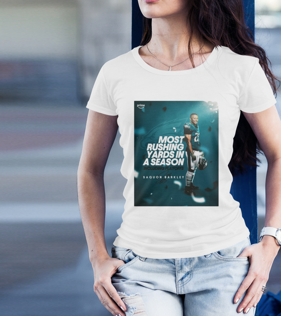 Prime Saquon Barkley Most Rushing Yards Including Playoffs Philadelphia Eagles T-Shirt