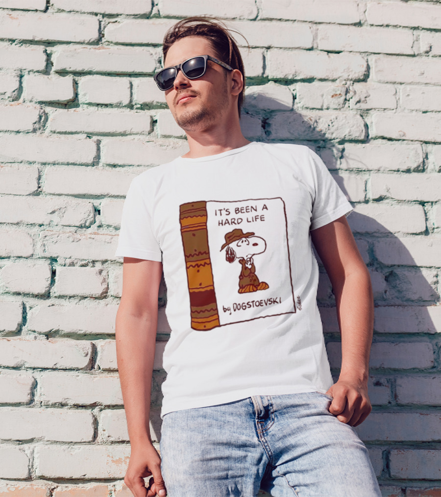 It's Been A Hard Life By Dogstoevski Snoopy Book Cover T-Shirt