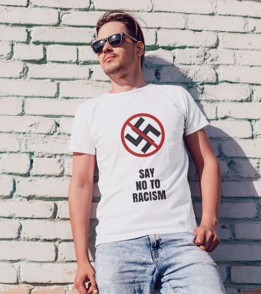 Say No To Racism Anti-Swastika Symbol Red Circle Slash T-Shirt