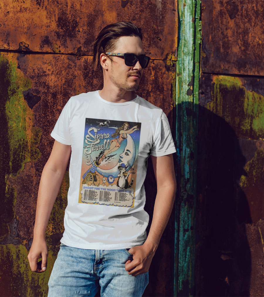 Sierra Ferrell Shoot For The Moon Tour 2025 Cannon Cat Moon Artwork T-Shirt