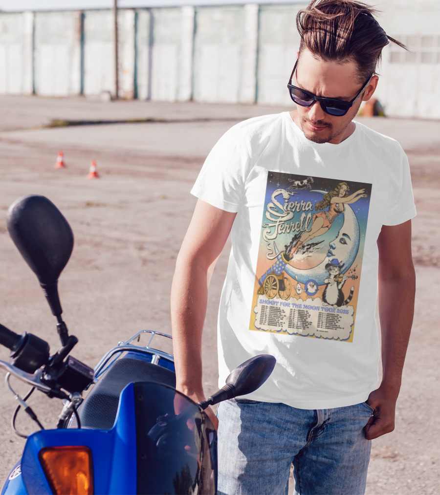 Sierra Ferrell Shoot For The Moon Tour 2025 Cannon Cat Moon Artwork T-Shirt