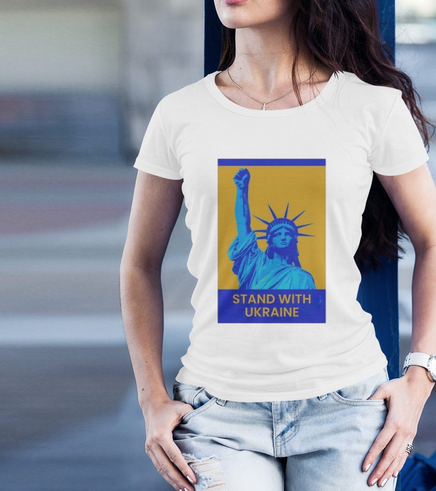 Statue Of Liberty Stand With Ukraine Blue Yellow T-Shirt