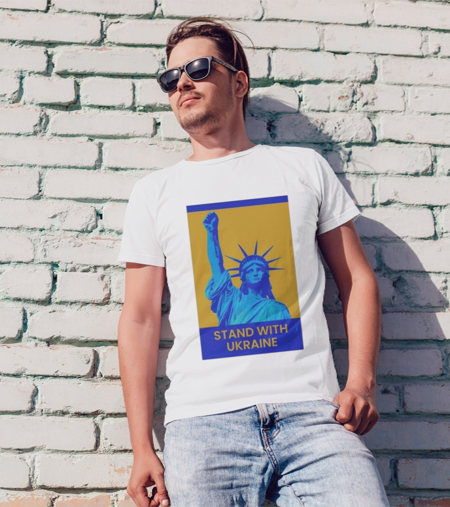 Statue Of Liberty Stand With Ukraine Blue Yellow T-Shirt