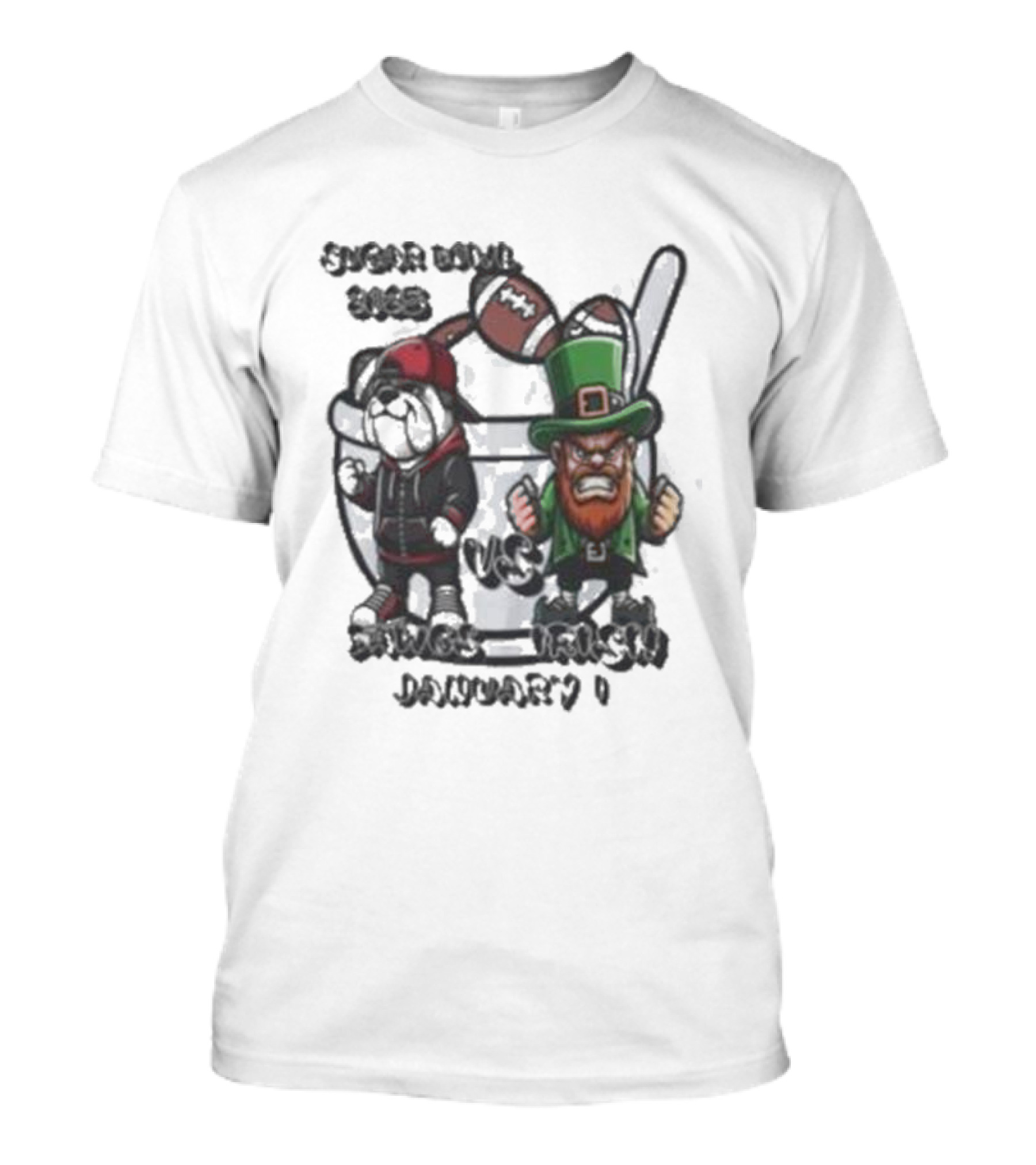 Sugar Bowl 2025 Dawgs Vs Irish January 1 Football Rivalry T-Shirt