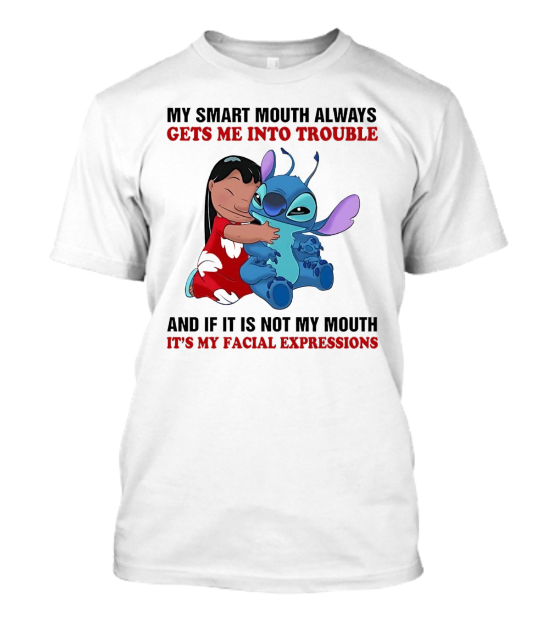 Lilo And Stitch My Smart Mouth Gets Me Into Trouble Facial Expressions T-Shirt