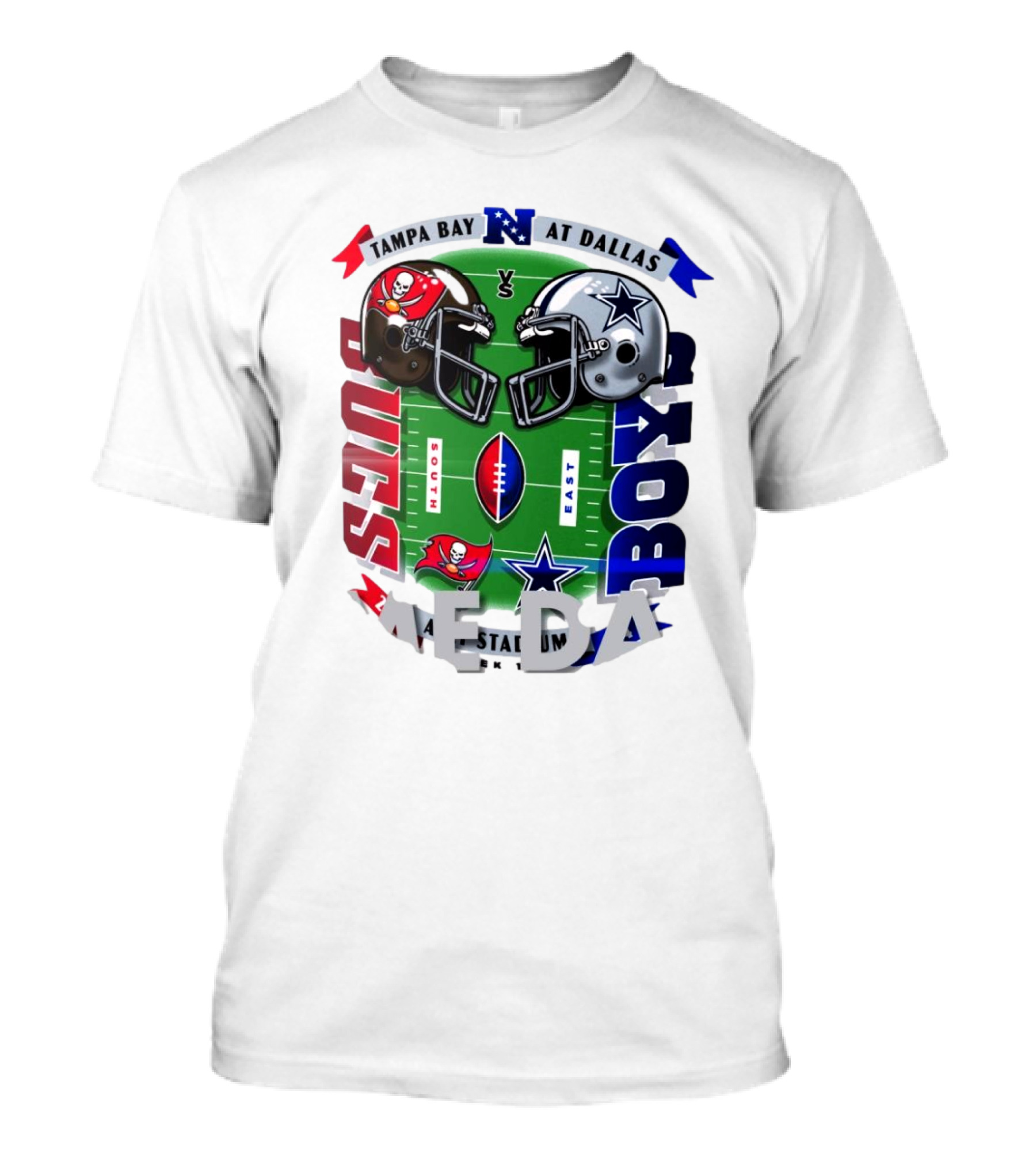 Tampa Bay Buccaneers Vs Dallas Cowboys AT&T Stadium Week 16 Helmet Showdown T-Shirt