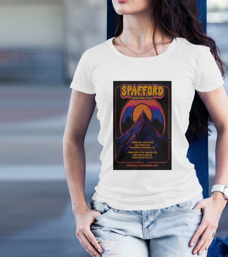 Spafford Spaffski 2025 February Tour Old Town Pub Steamboat Springs CO The Public House Crested Butte CO T-Shirt