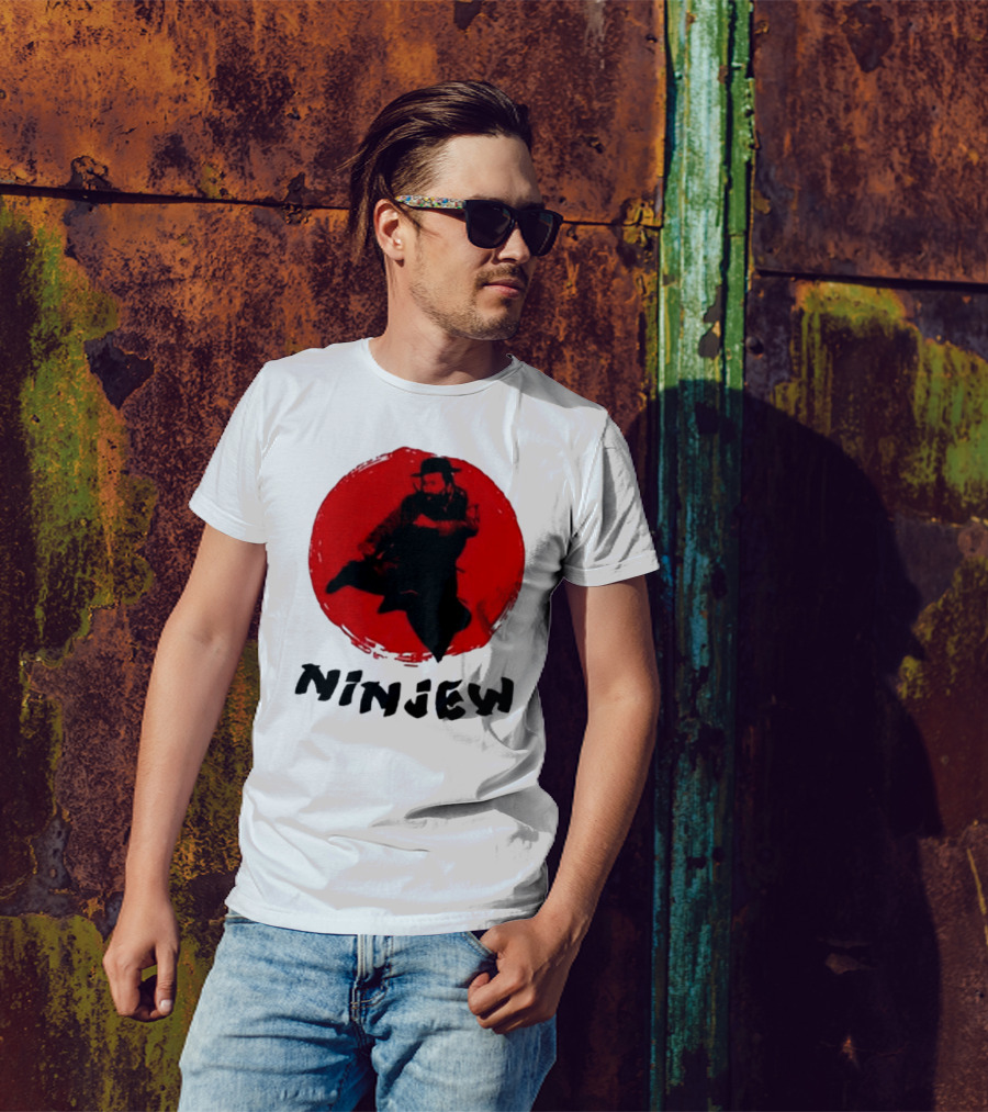 Ninjew Red Circle Kick Martial Arts Style T-Shirt