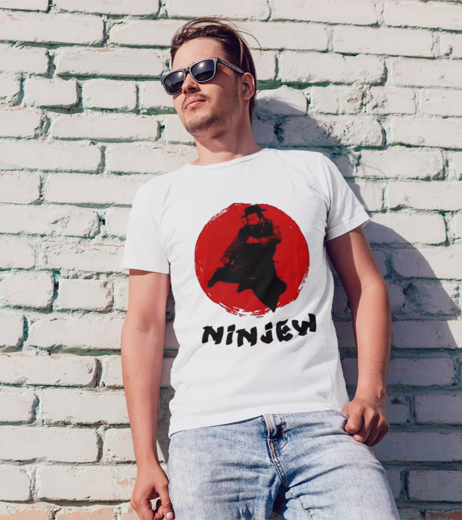 Ninjew Red Circle Kick Martial Arts Style T-Shirt