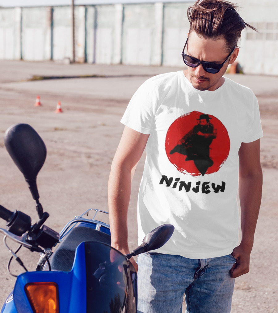 Ninjew Red Circle Kick Martial Arts Style T-Shirt