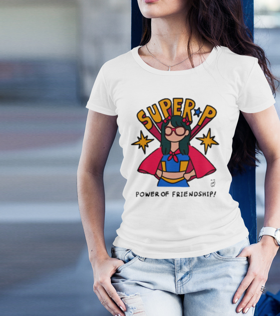 Super P Pastel Superhero Cartoon Character Friendship T-Shirt