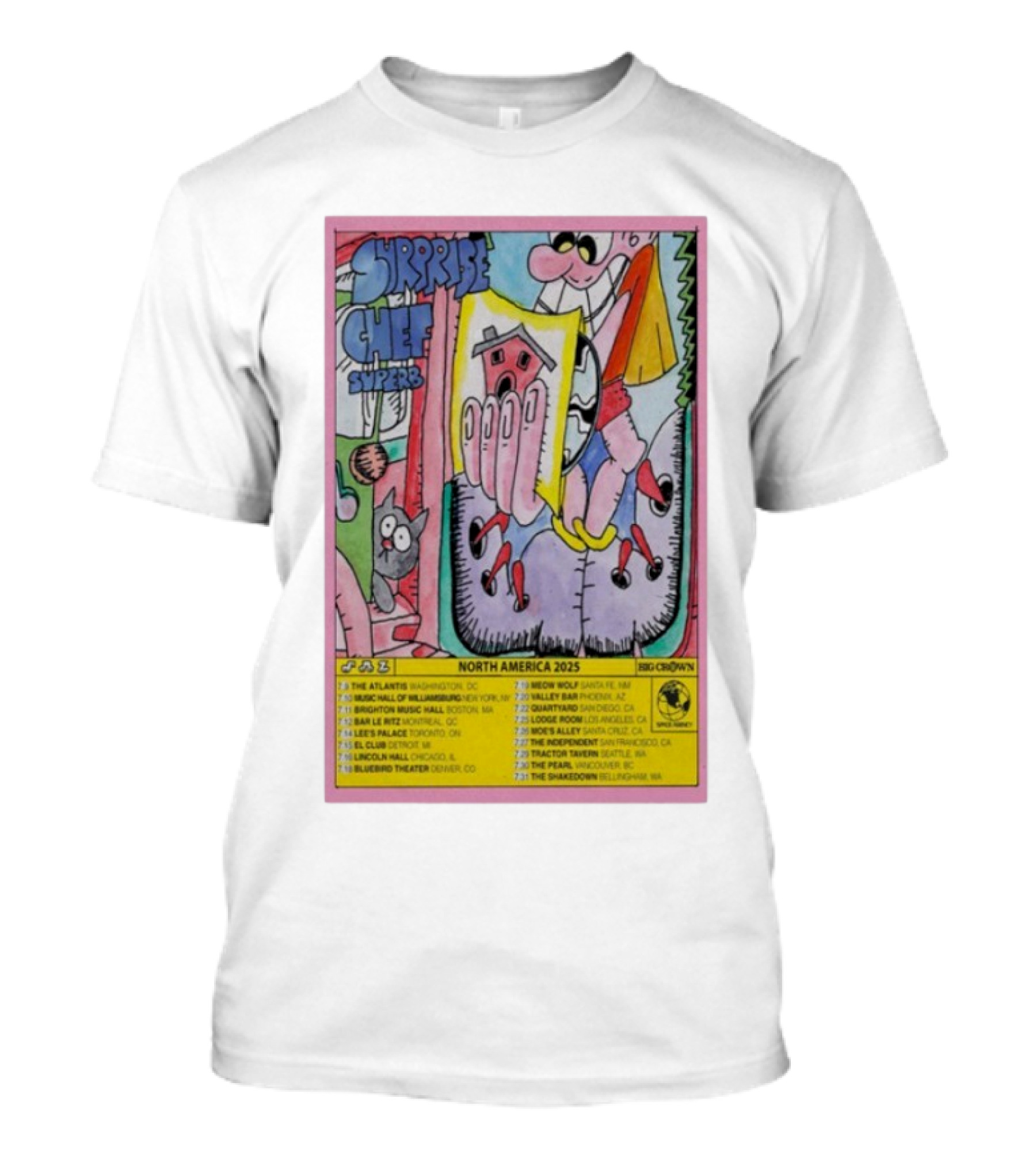 Surprise Chef North America 2025 Tour Big Crown With Dates And Cities T-Shirt