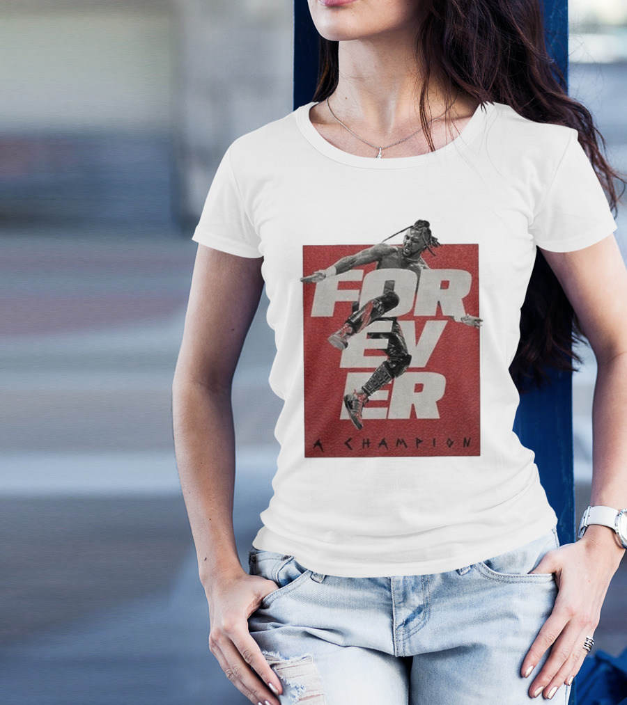 Swerve Strickland Forever A Champion 2025 Wrestler Action Red Background T-Shirt