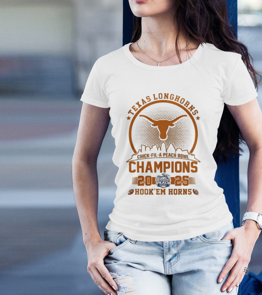 Texas Longhorns Peach Bowl Champions 2025 Hook Em Horns T-Shirt