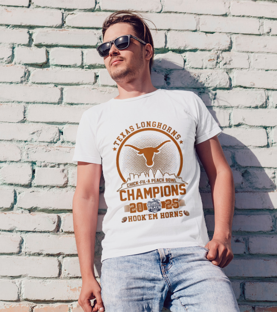 Texas Longhorns Peach Bowl Champions 2025 Hook Em Horns T-Shirt