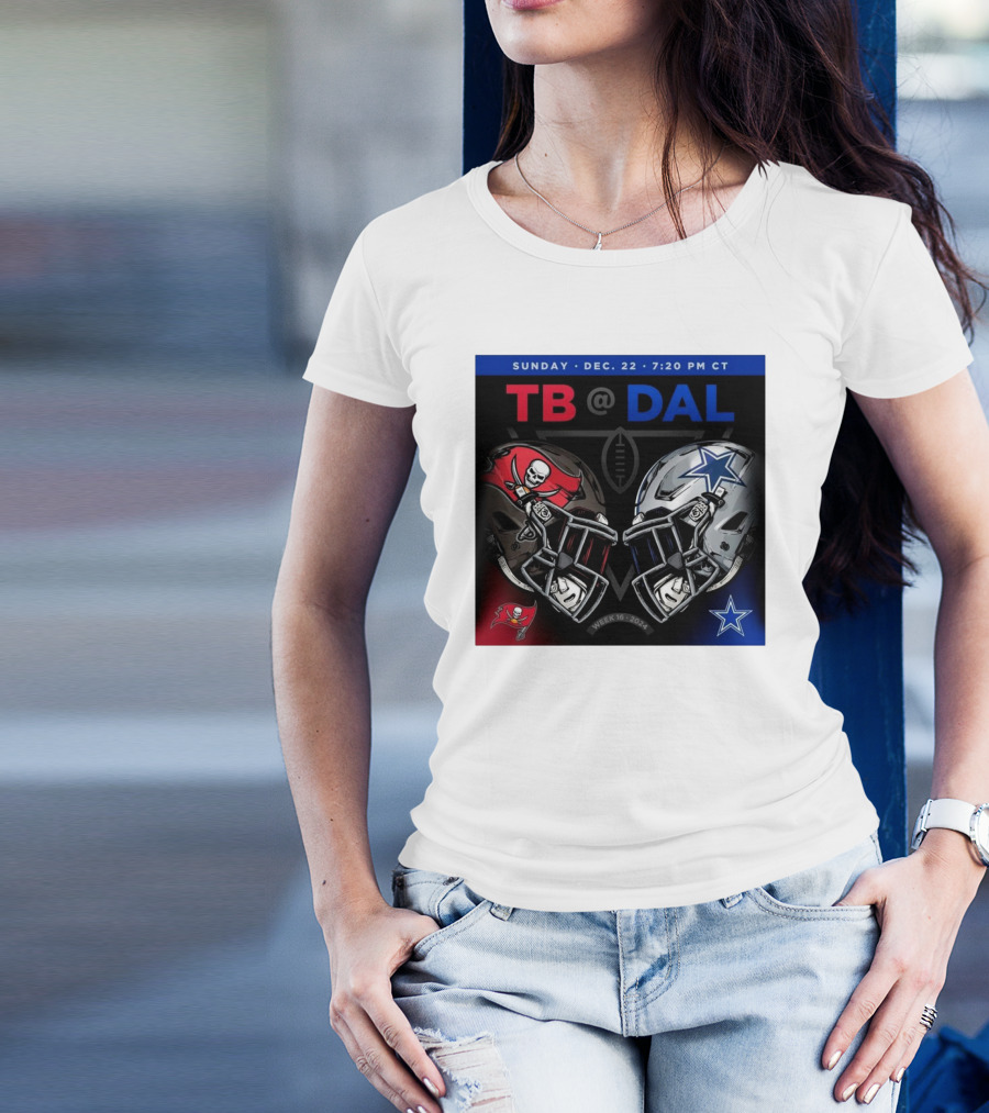 Sunday Dec 22 7:20 PM CT TB @ DAL Week 16 2024 Helmet Face-Off T-Shirt