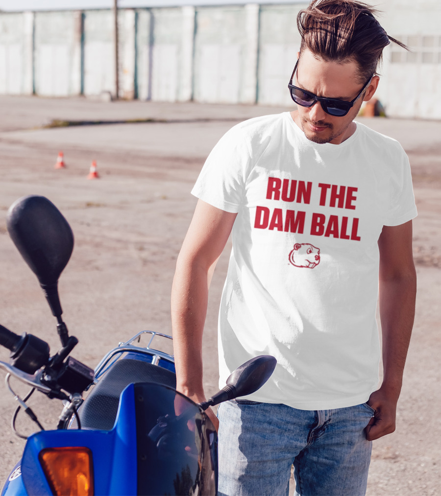 Run The Dam Ball Beaver Minot State T-Shirt