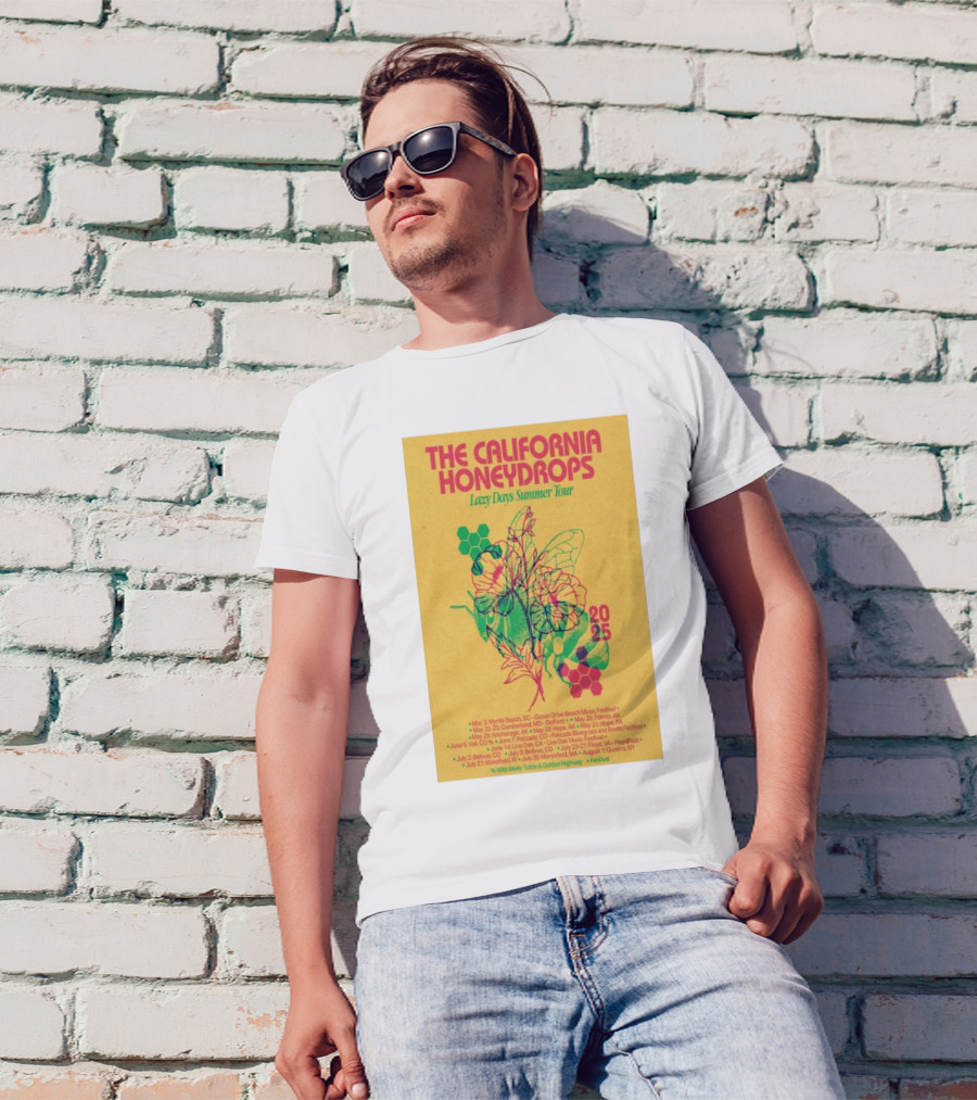 The California Honeydrops 2025 Lazy Days Summer Tour Dates And Locations Colorful Bee Art T-Shirt