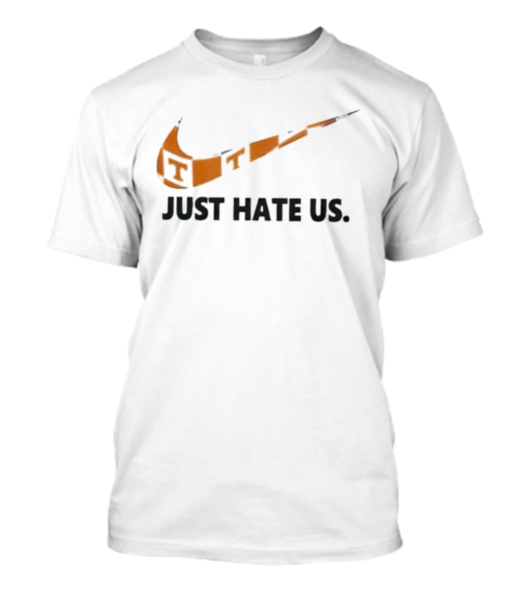 Tennessee Volunteers Just Hate Us Nike Swoosh Parody T-Shirt