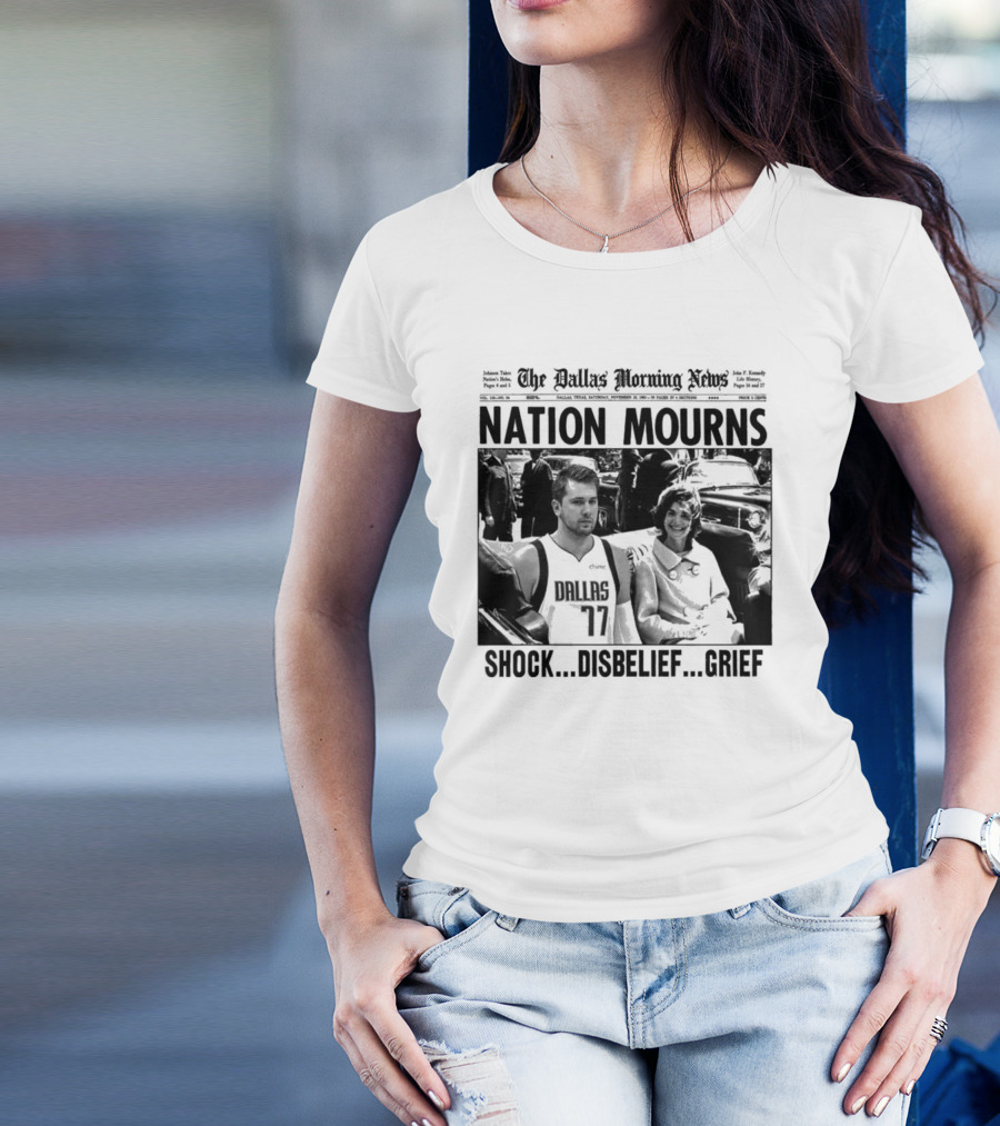The Dallas Morning News Nation Mourns Shock Disbelief Grief Basketball Player And Smiling Woman T-Shirt