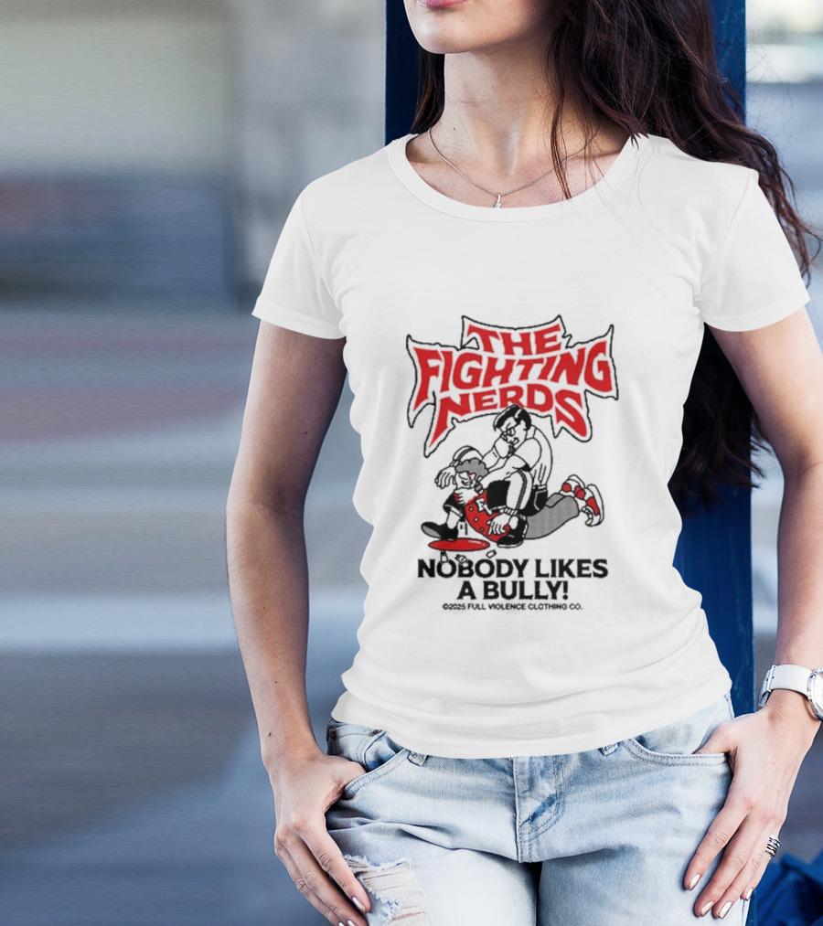 The Fighting Nerds Nobody Likes A Bully Cartoon Robot Battle T-Shirt
