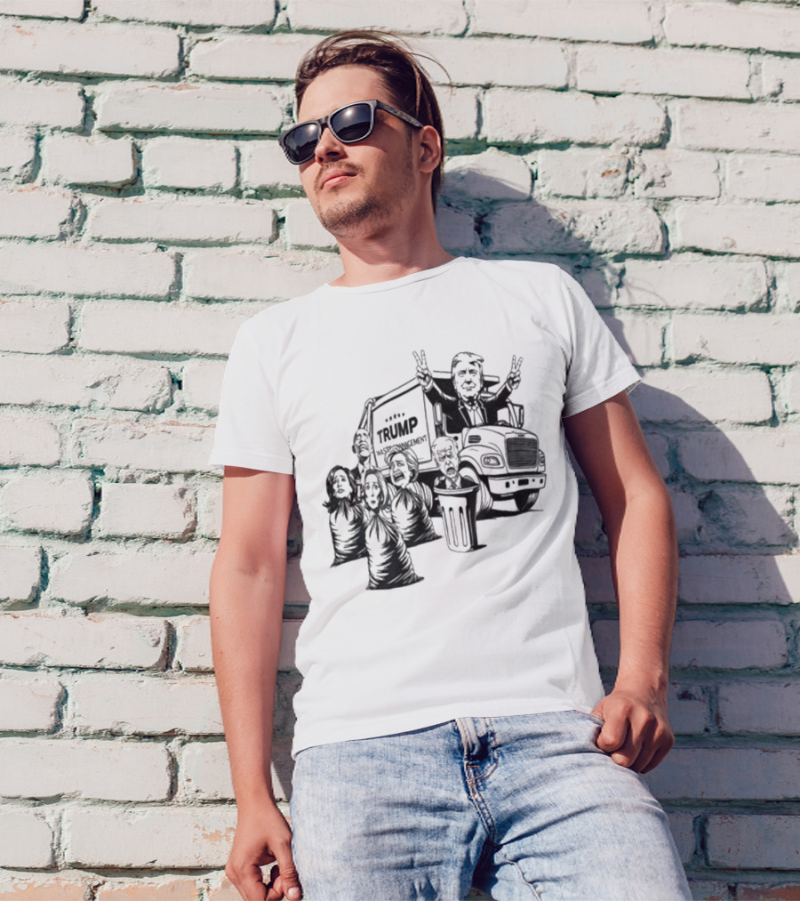 Trump Waste Management Garbage Truck Cartoon Imagery T-Shirt