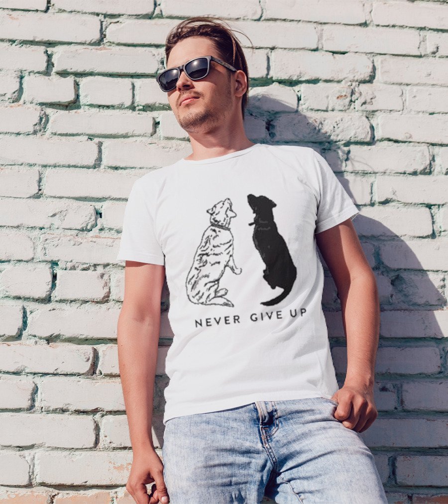 Never Give Up Dog Silhouettes Tors T-Shirt