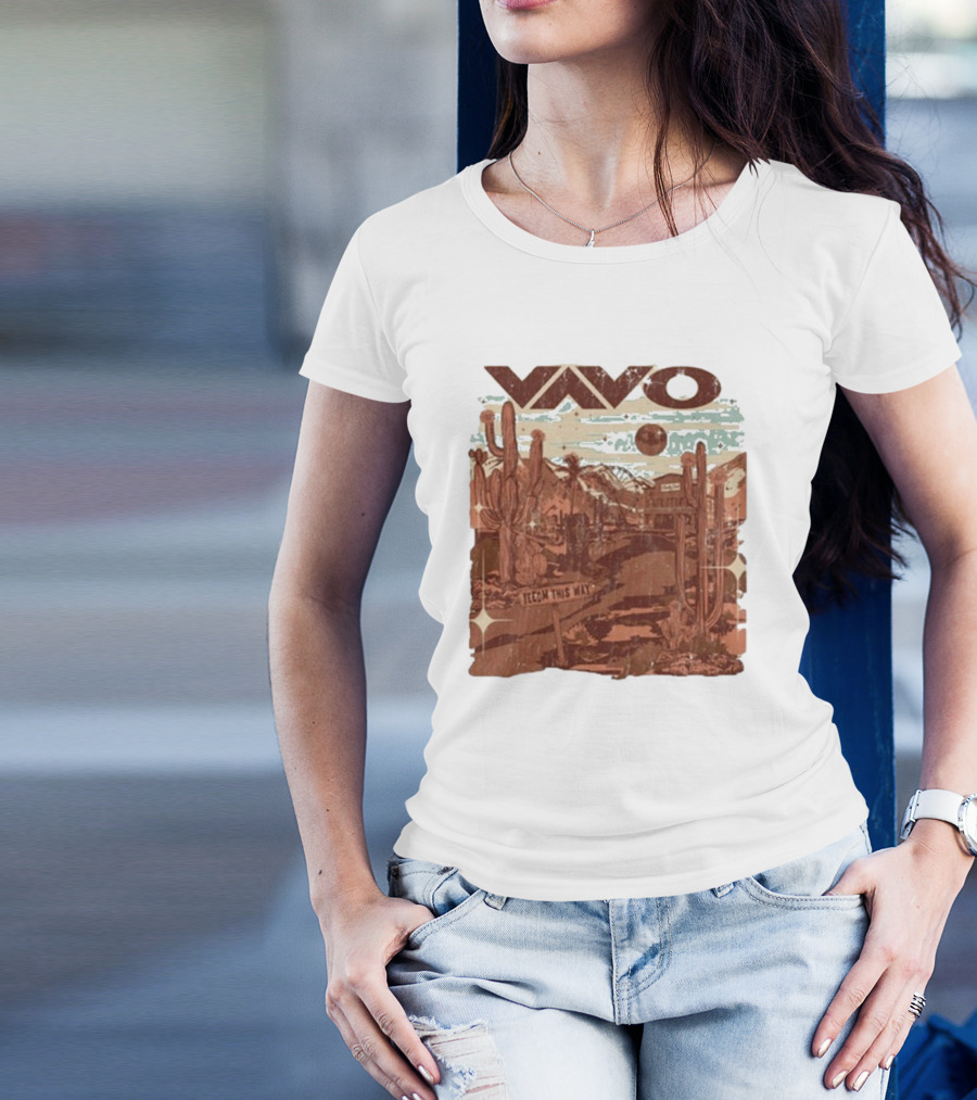Vavo Cactus Desert Scene Neon Honky Tonk Midweight T-Shirt