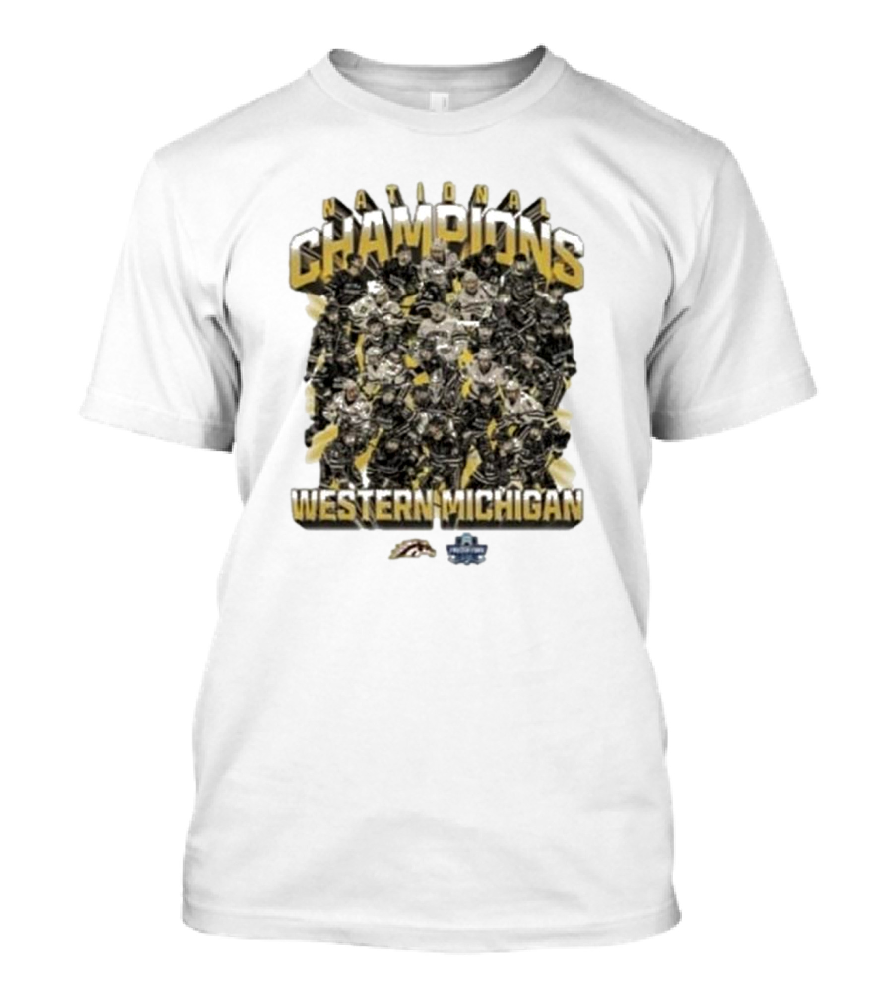 Western Michigan Broncos 2025 Men's Hockey National Champions Players Team Collage T-Shirt