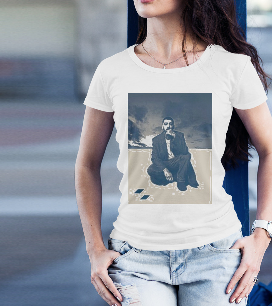 Zayn Look Up Dark Sky Crouching Pose T-Shirt