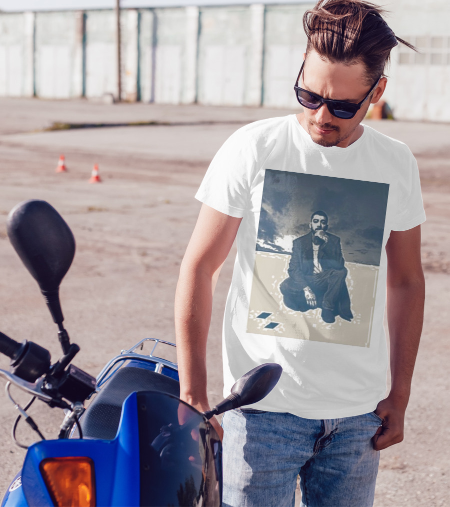 Zayn Look Up Dark Sky Crouching Pose T-Shirt