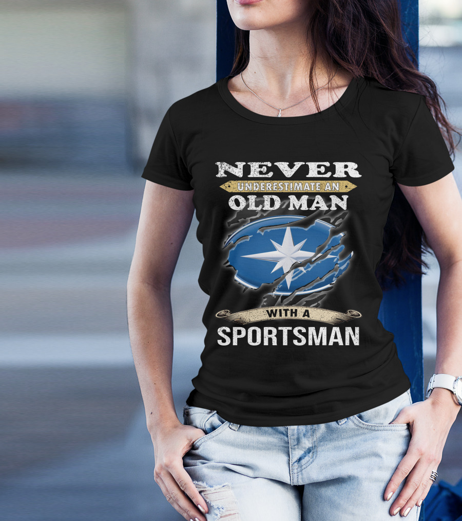 NEVER UNDERESTIMATE AN OLD MAN WITH A SPORTSMAN T-Shirt