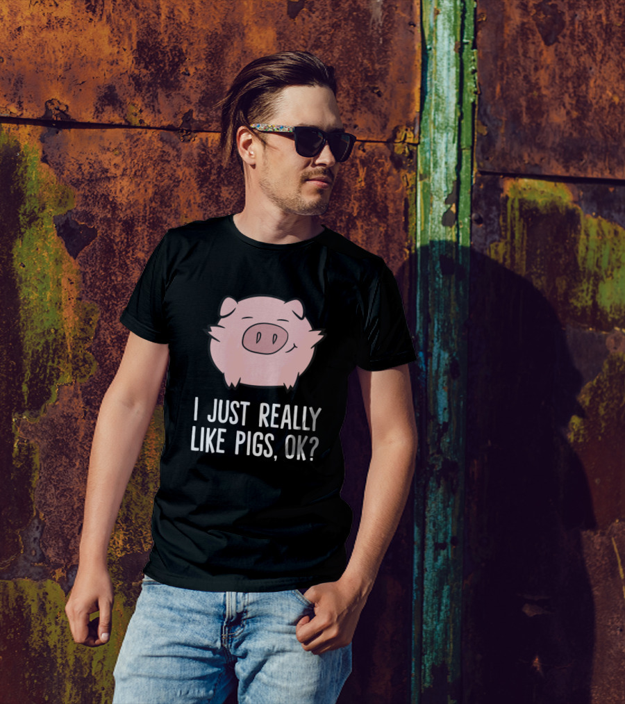Pigs Lover I Just Really Like Pigs Ok Cute Pig Emoji T-Shirt