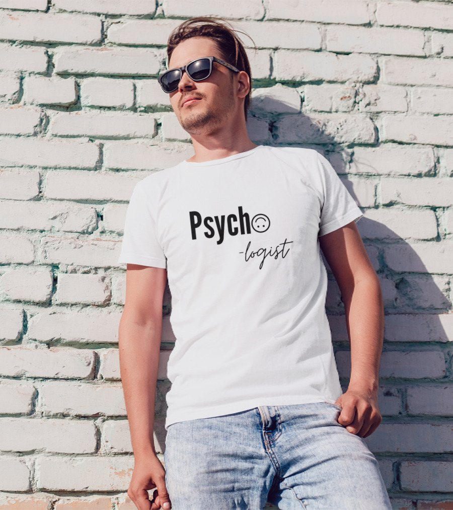 Psycho Logist Smiley Face Text T-Shirt