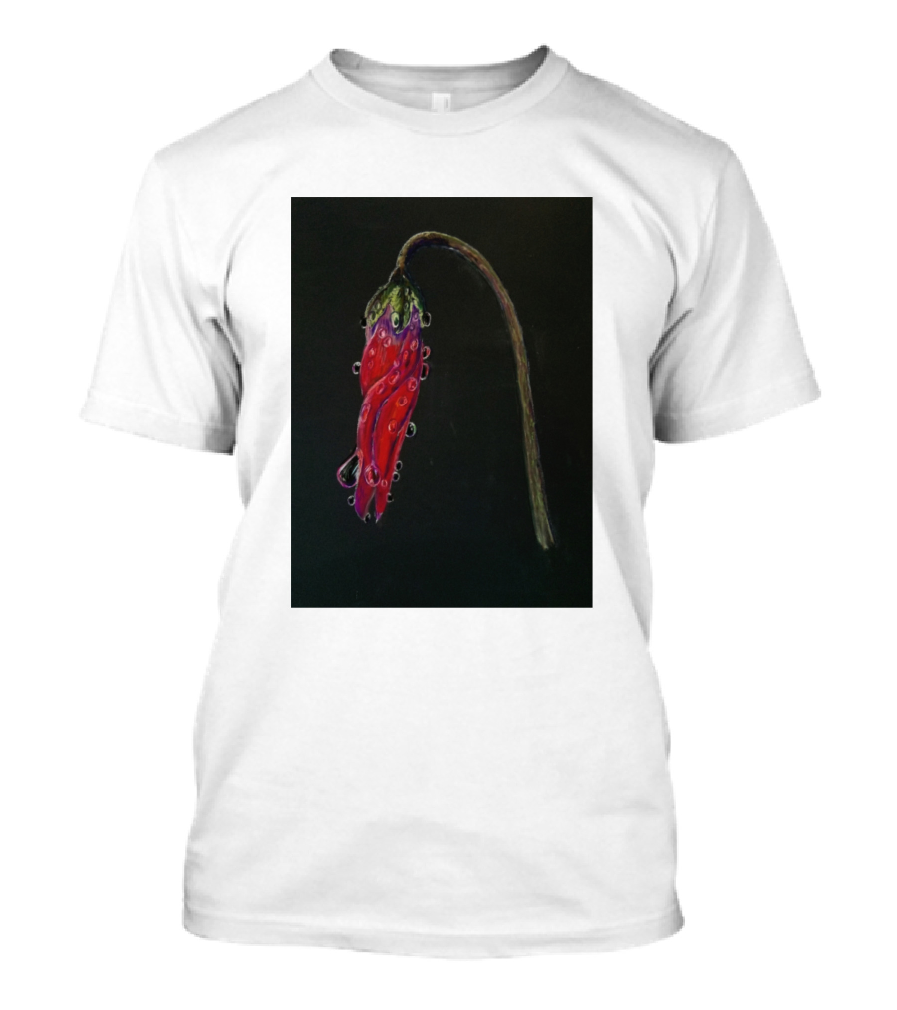 Red Bud Droplet Encrusted Stem T-Shirt