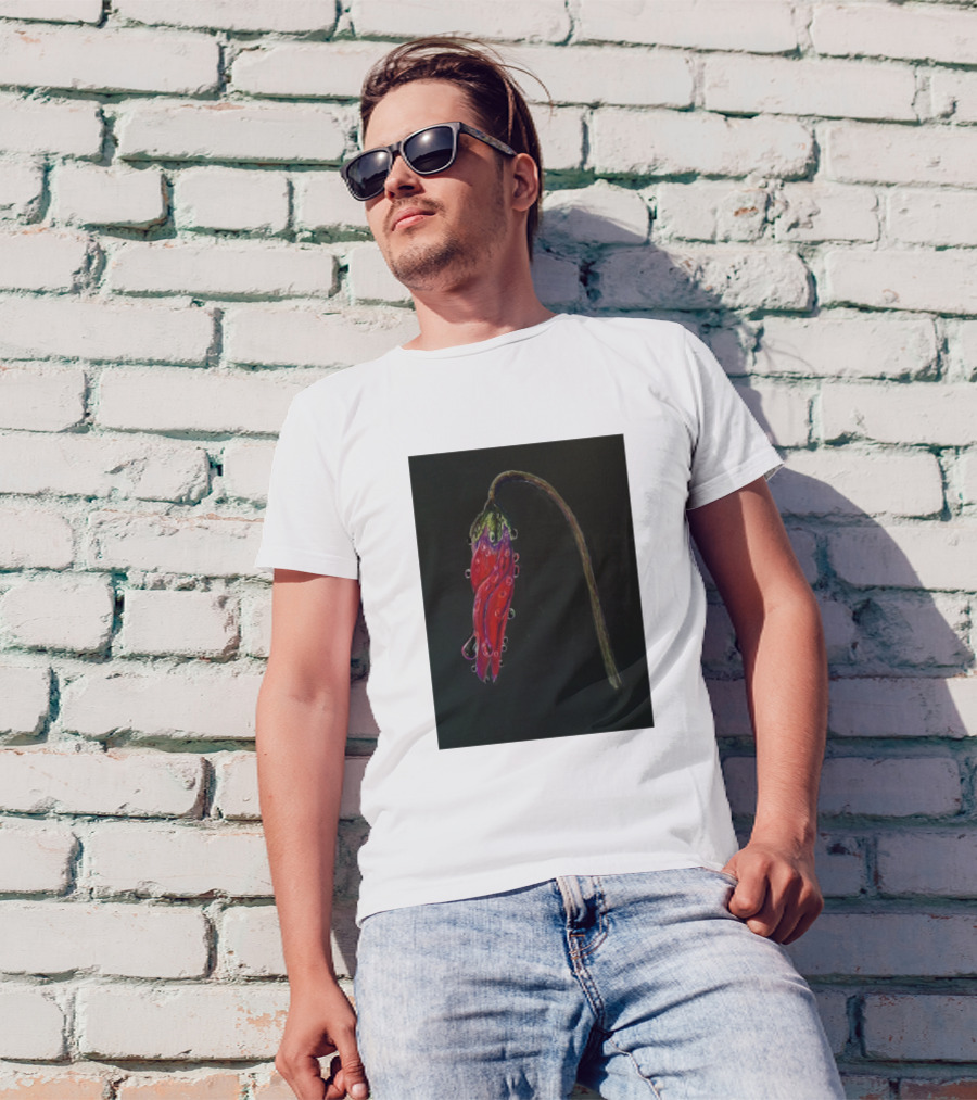 Red Bud Droplet Encrusted Stem T-Shirt