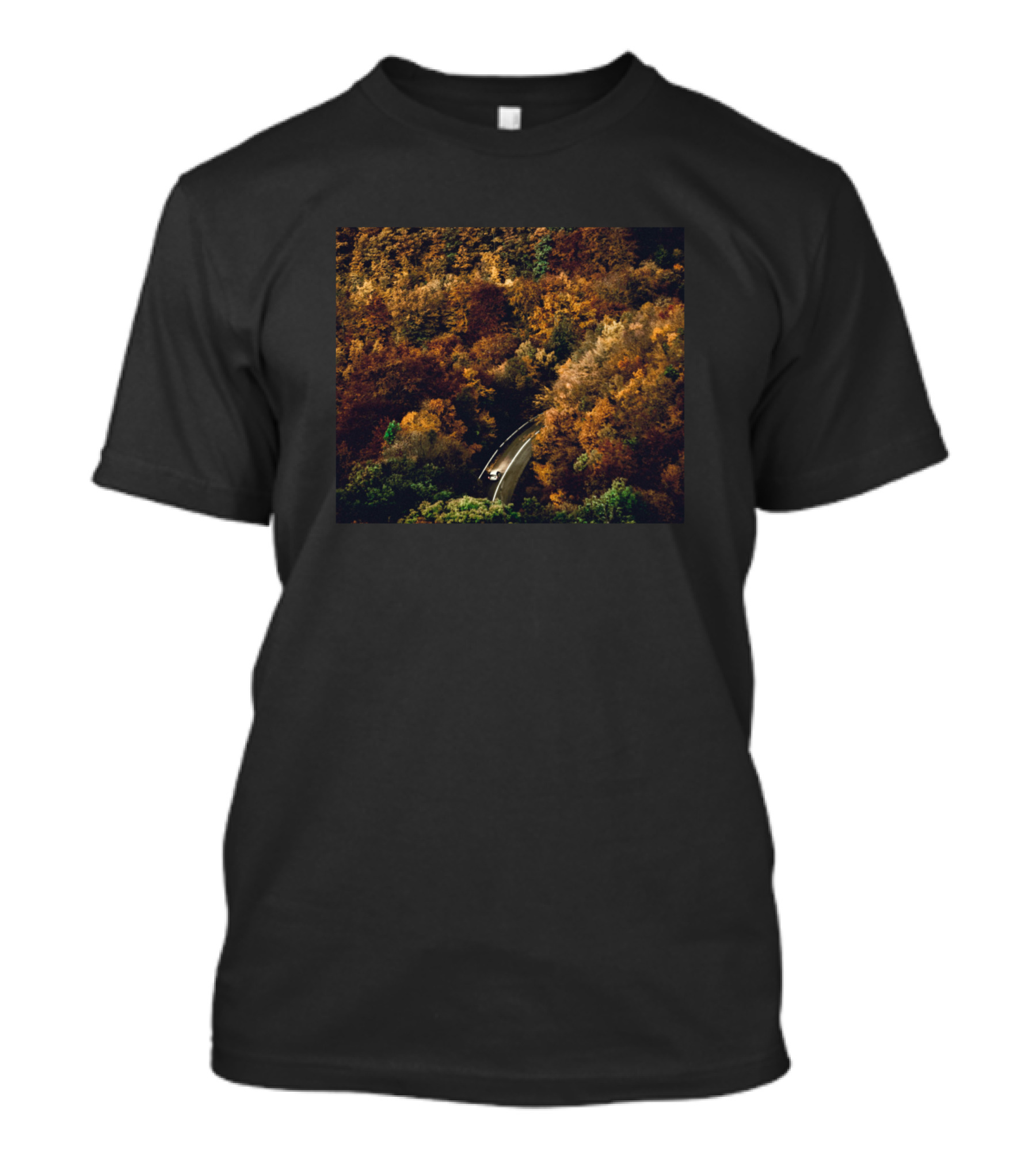 Road Through Autumn Forest Tunnel T-Shirt