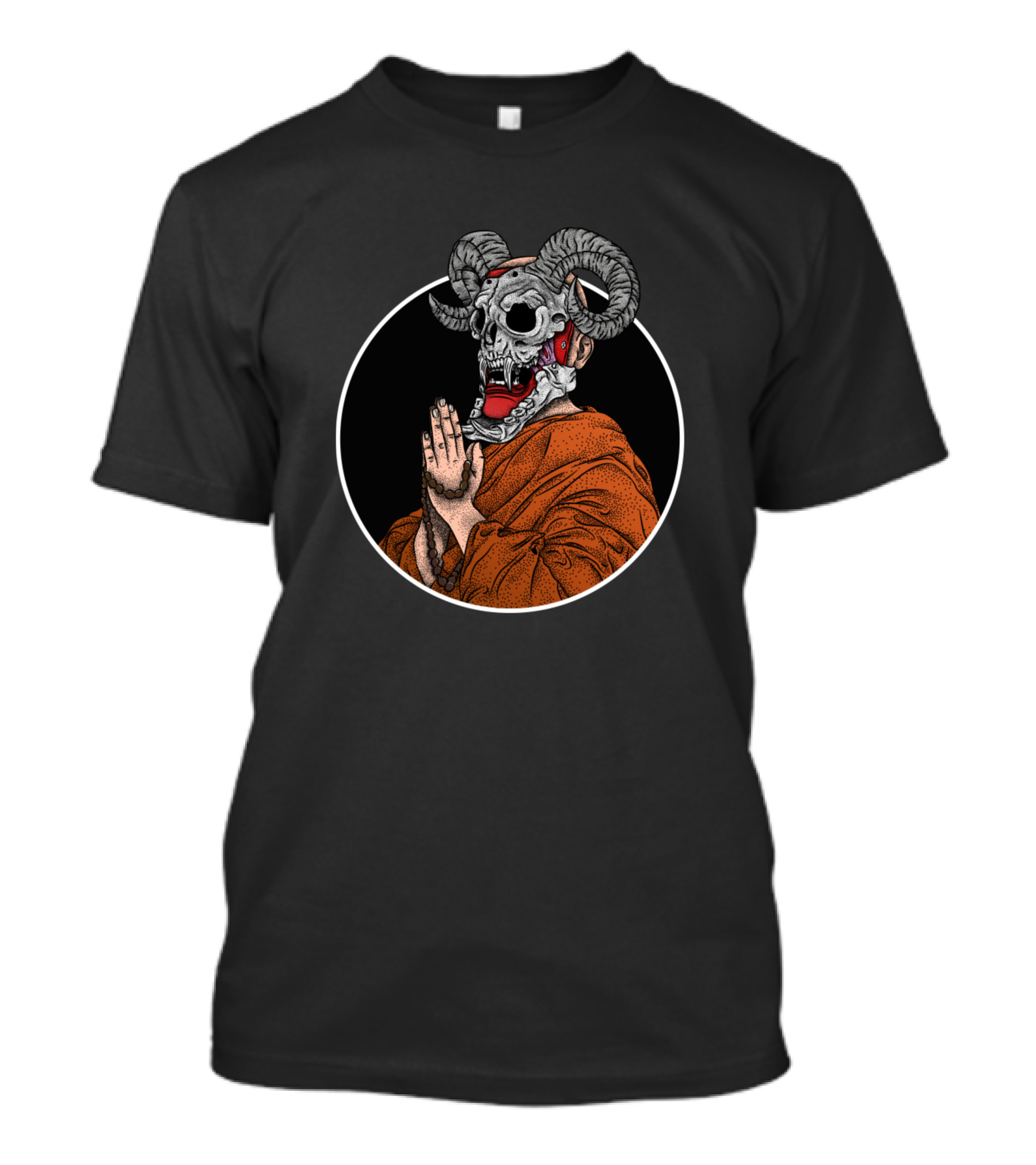Rogue Buddhist Monk With Ram Skull Mask T-Shirt